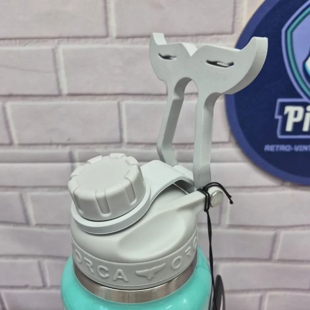 NWT ORCA HYDRA 34 oz Water Bottle Whale Tail Handle Seafoam - Picture 3 of 9